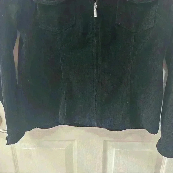 Sonoma Black Corduroy Full Zip Jacket Ladies size Small Double Breast pockets - Picture 3 of 7